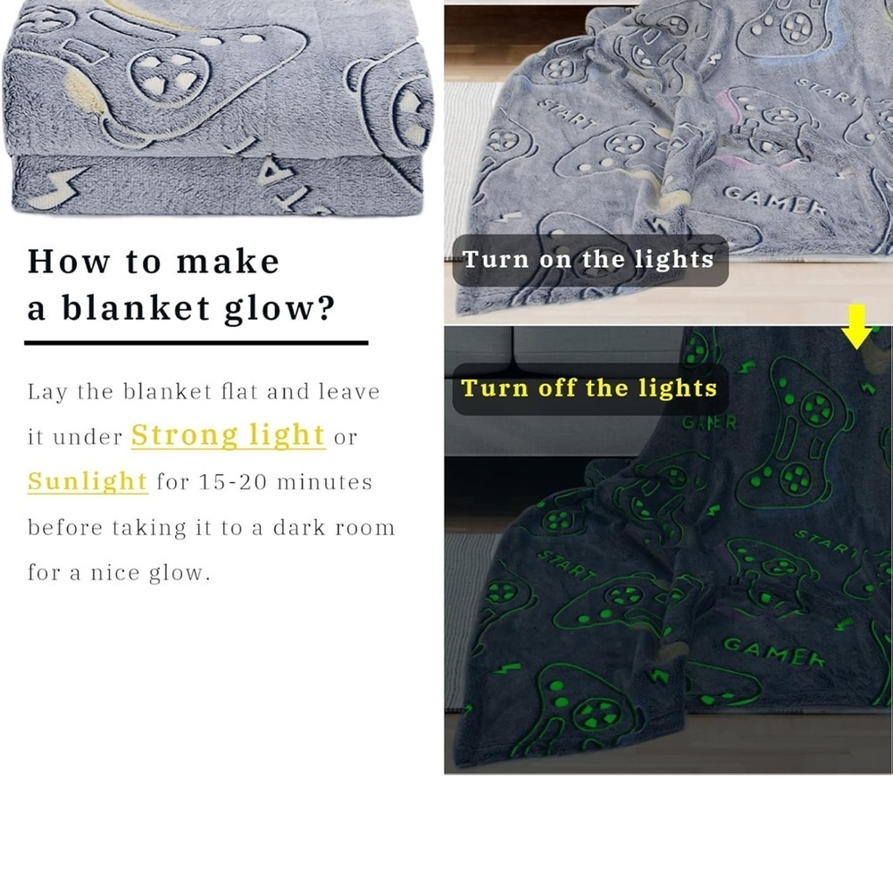 Jokeno Glow in the dark Gamer Throw Blanket